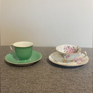 (2) Tea Cups and matching saucers